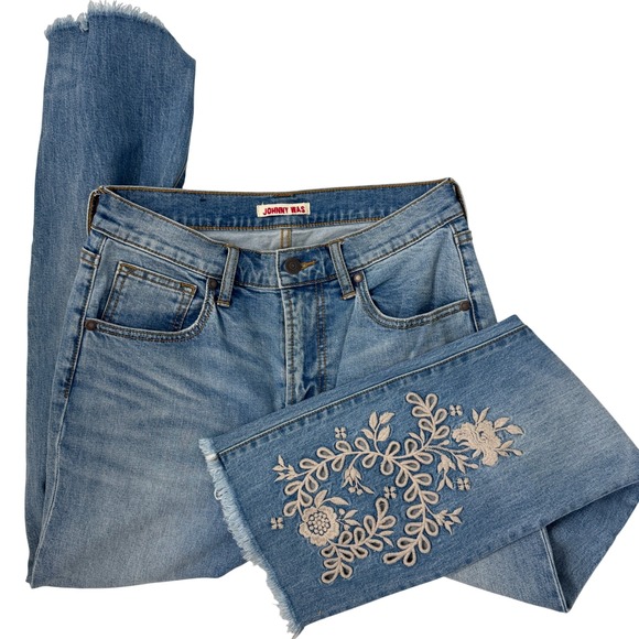 Johnny Was Denim - Johnny Was Jeans Women's Size 26 Bohemian Cropped Baby Boot Embroidered Floral